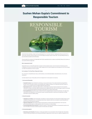 Sushen Mohan Gupta’s Commitment to Responsible Tourism