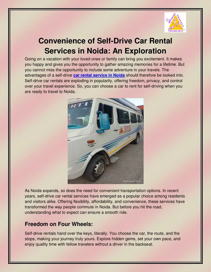 convenience of self drive car rental services