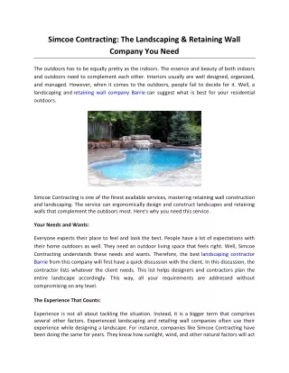 Simcoe Contracting: The Landscaping & Retaining Wall Company You Need