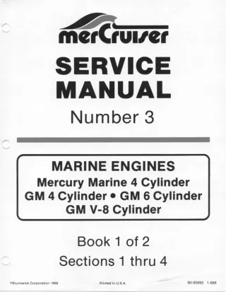 MERCURY MERCRUISER MARINE ENGINE MCM 120R Service Repair Manual SN：6255466 TO 6853913