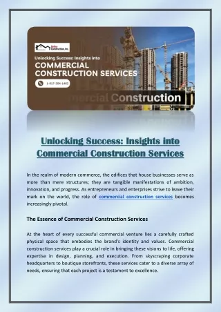 Unlocking Success - Insights into Commercial Construction Services