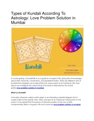 Types Of Kundali According To Astrology Love Problem Solution in Mumbai