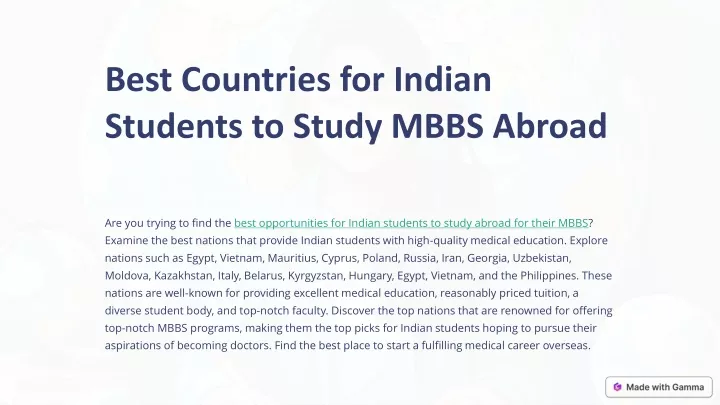 best countries for indian students to study mbbs