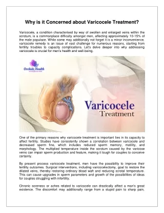 Why is it Concerned about Varicocele Treatment