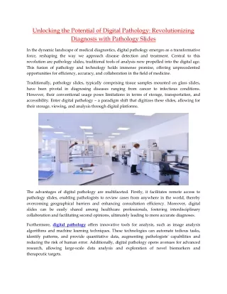 unlocking the potential of digital pathology