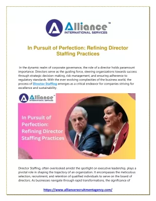 in pursuit of perfection refining director