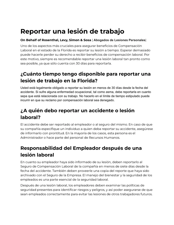 reportar una lesi n de trabajo