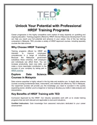 Unlock Your Potential with Professional HRDF Training Programs