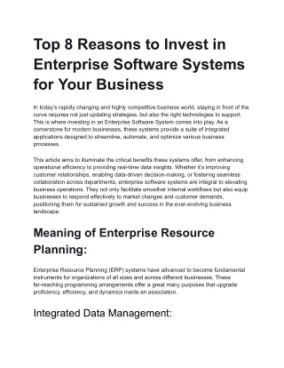 top 8 reasons to invest in enterprise software