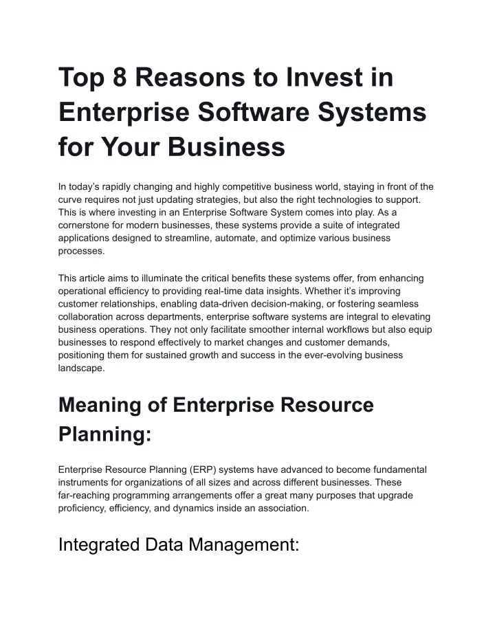 top 8 reasons to invest in enterprise software