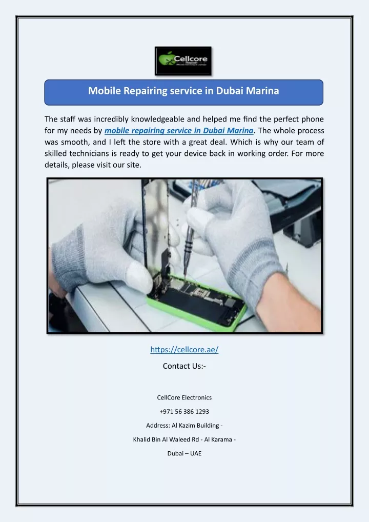 mobile repairing service in dubai marina