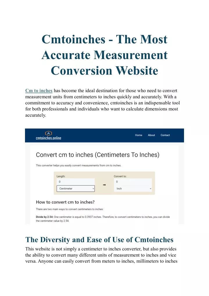 cmtoinches the most accurate measurement