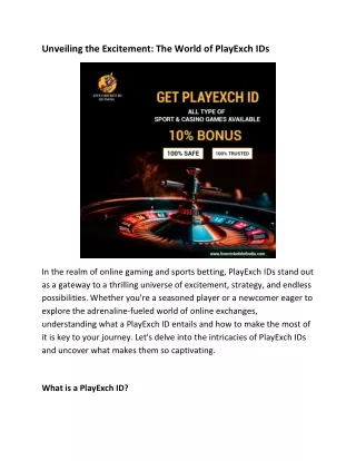 Unveiling the Excitement: The World of PlayExch IDs