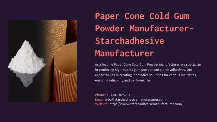 paper cone cold gum powder manufacturer