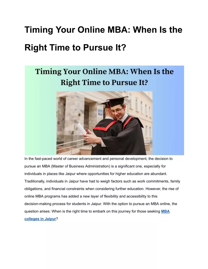 timing your online mba when is the