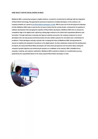 HIRE REACT NATIVE DEVELOPERS IN INDIA