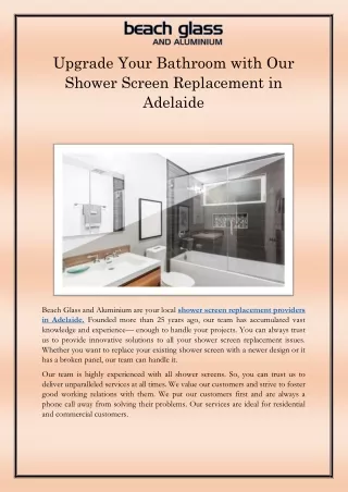 Upgrade Your Bathroom with Our Shower Screen Replacement in Adelaide