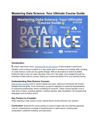 Mastering Data Science_ Your Ultimate Course Guide