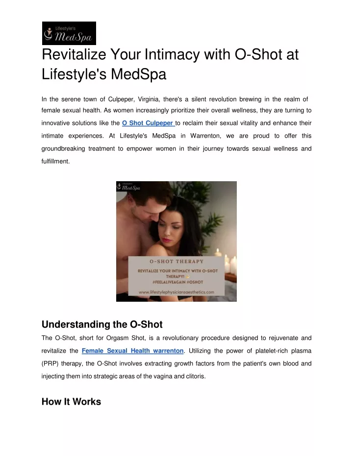 revitalize your intimacy with o shot at lifestyle s medspa