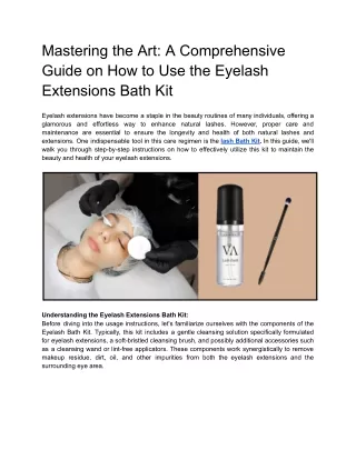 Mastering the Art_ A Comprehensive Guide on How to Use the Eyelash Extensions Bath Kit