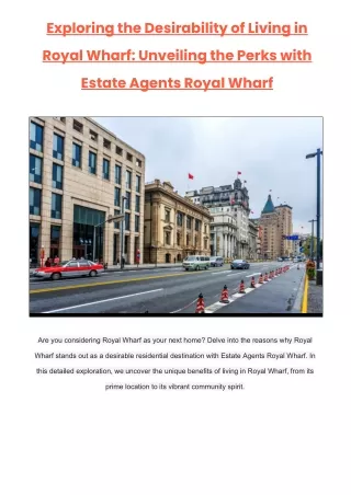 Exploring the Desirability of Living in Royal Wharf_ Unveiling the Perks with Estate Agents Royal Wharf