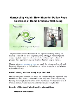 Harnessing Health: How Shoulder Pulley Rope Exercises at Home Enhance Well-being