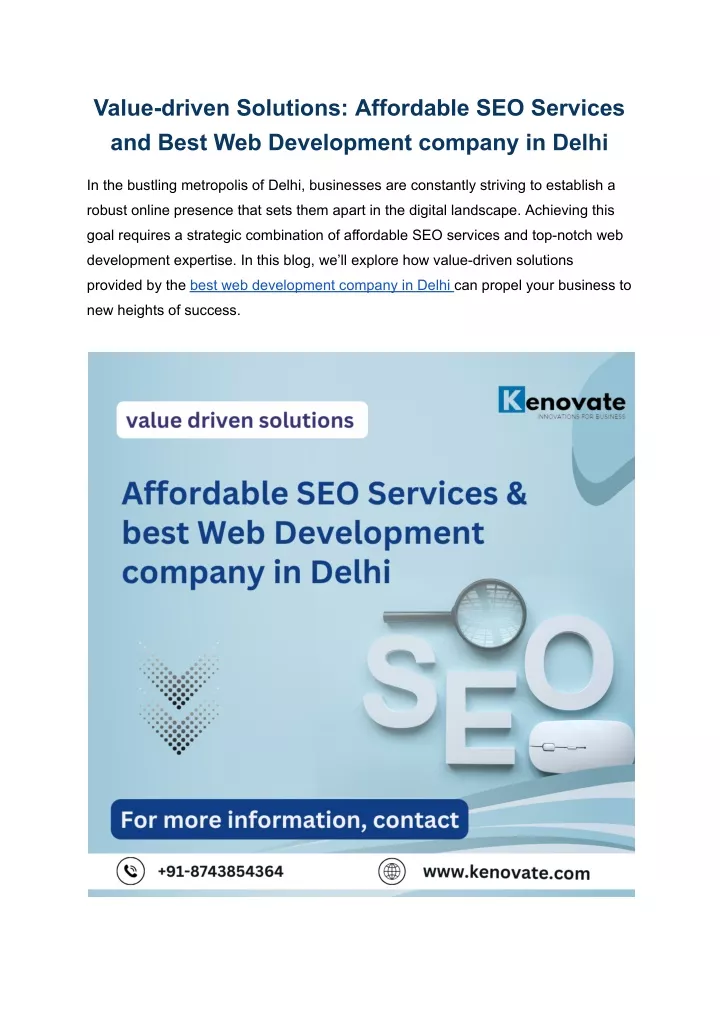 value driven solutions affordable seo services