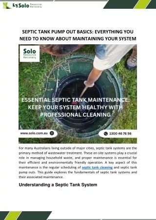 Septic Tank Pump out Basics Everything You Need to Know about Maintaining Your System