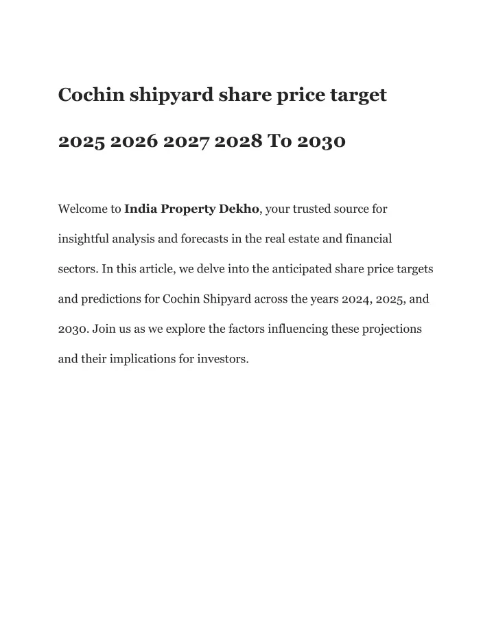 cochin shipyard share price target
