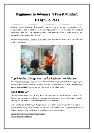 Beginners to Advance 5 Finest Product Design Courses