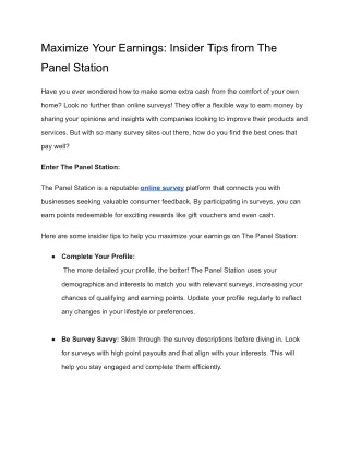 Maximize Your Earnings_ Insider Tips from The Panel Station