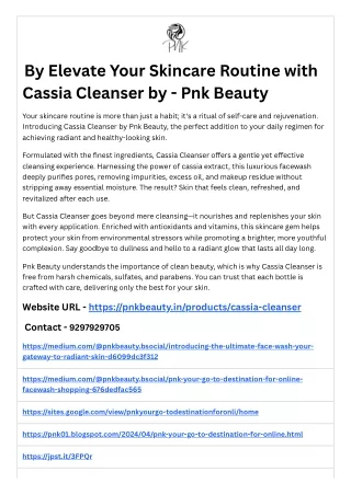 By Elevate Your Skincare Routine with Cassia Cleanser by - Pnk Beauty