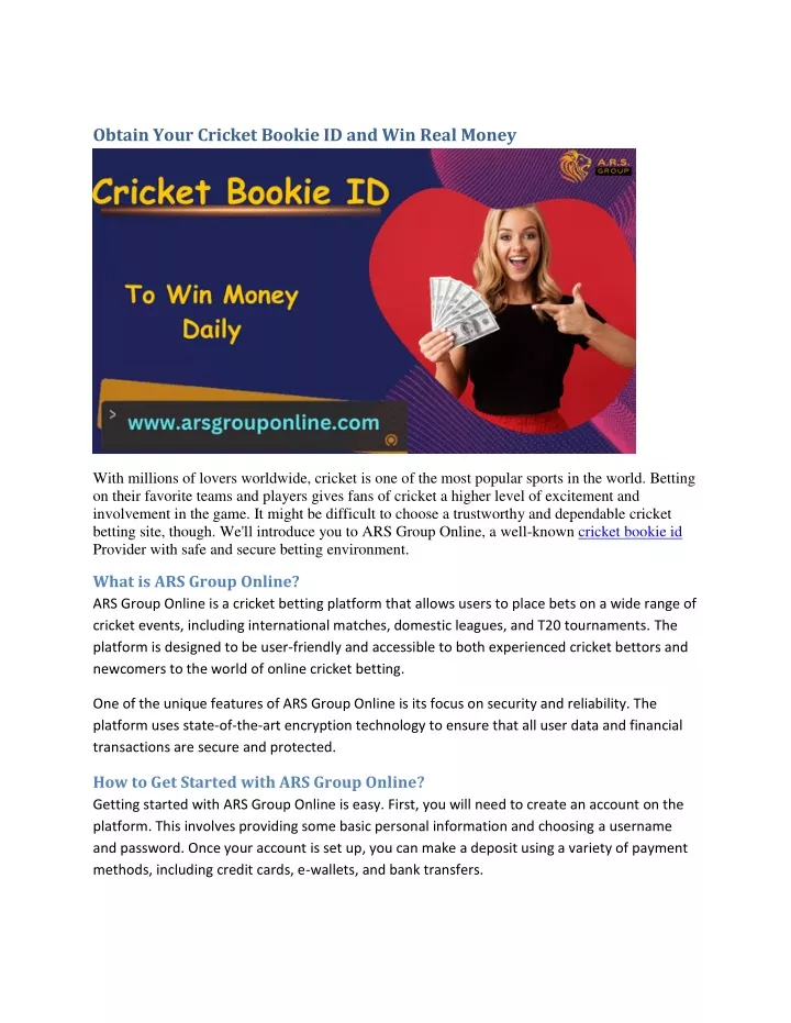 obtain your cricket bookie id and win real money