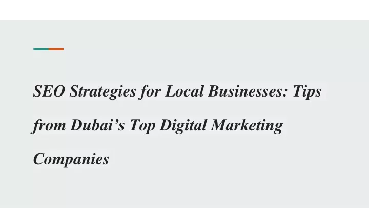 seo strategies for local businesses tips from dubai s top digital marketing companies