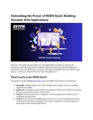 Unleashing the Power of MERN Stack Building Dynamic Web Applications
