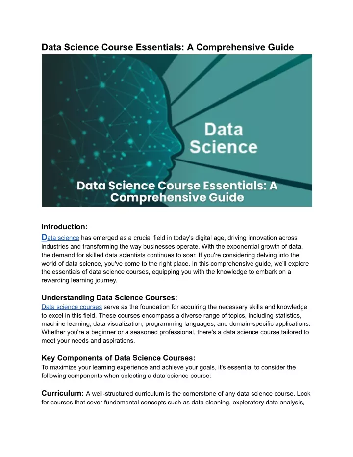 data science course essentials a comprehensive