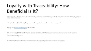 Loyalty with Traceability