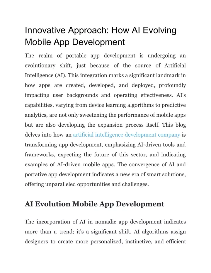 innovative approach how ai evolving mobile