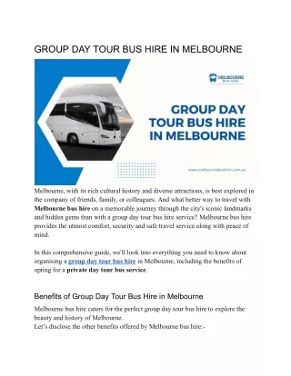 GROUP DAY TOUR BUS HIRE IN MELBOURNE