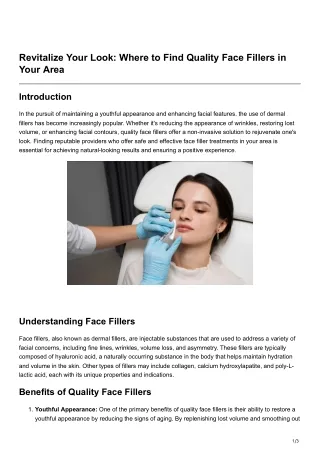 Revitalize Your Look Where to Find Quality Face Fillers in Your Area