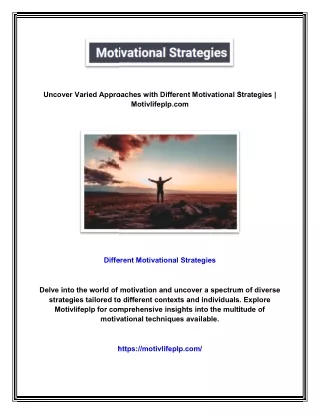 Uncover Varied Approaches with Different Motivational Strategies | Motivlifeplp.