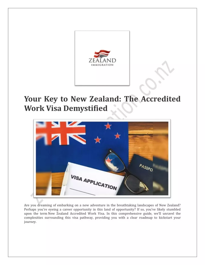 your key to new zealand the accredited work visa
