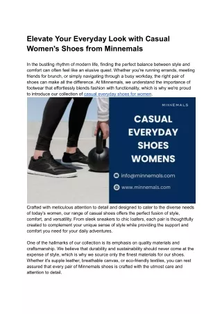 Elevate Your Everyday Look with Casual Women's Shoes from Minnemals