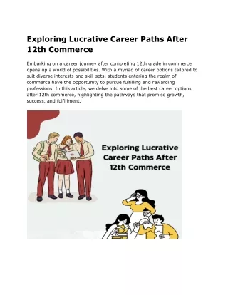 Exploring Lucrative Career Paths After 12th Commerce