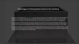 Advantages of Utilizing Roof Curbs for Your Building​