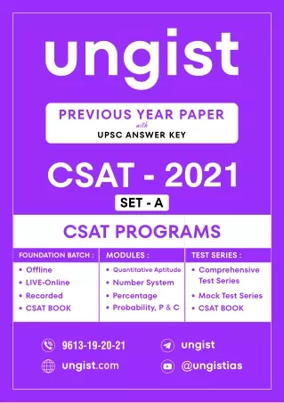 UPSC CSAT 2021 Question Paper with Answer Key