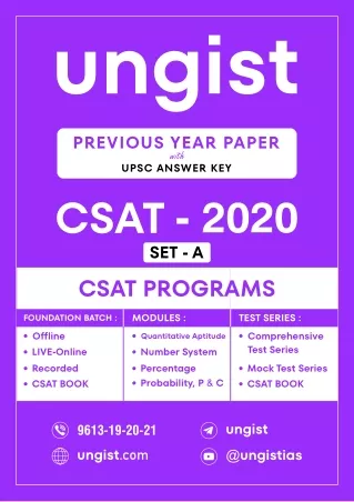 UPSC CSAT 2020 Question Paper with Answer Key