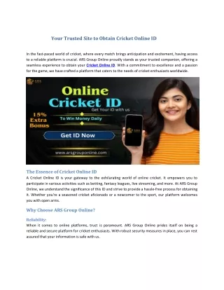 Your Trusted Site to Obtain Cricket Online ID