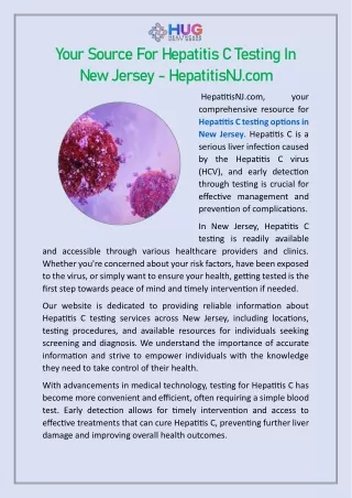 Your Source For Hepatitis C Testing In New Jersey  HepatitisNJ