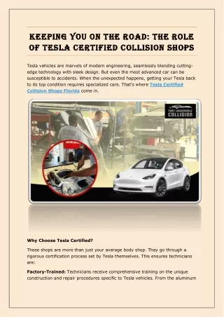 KEEPING YOU ON THE ROAD: THE ROLE OF TESLA CERTIFIED COLLISION SHOPS